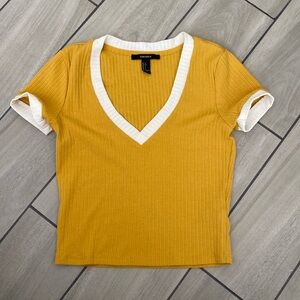 Forever 21 Yellow V-neck Shirt